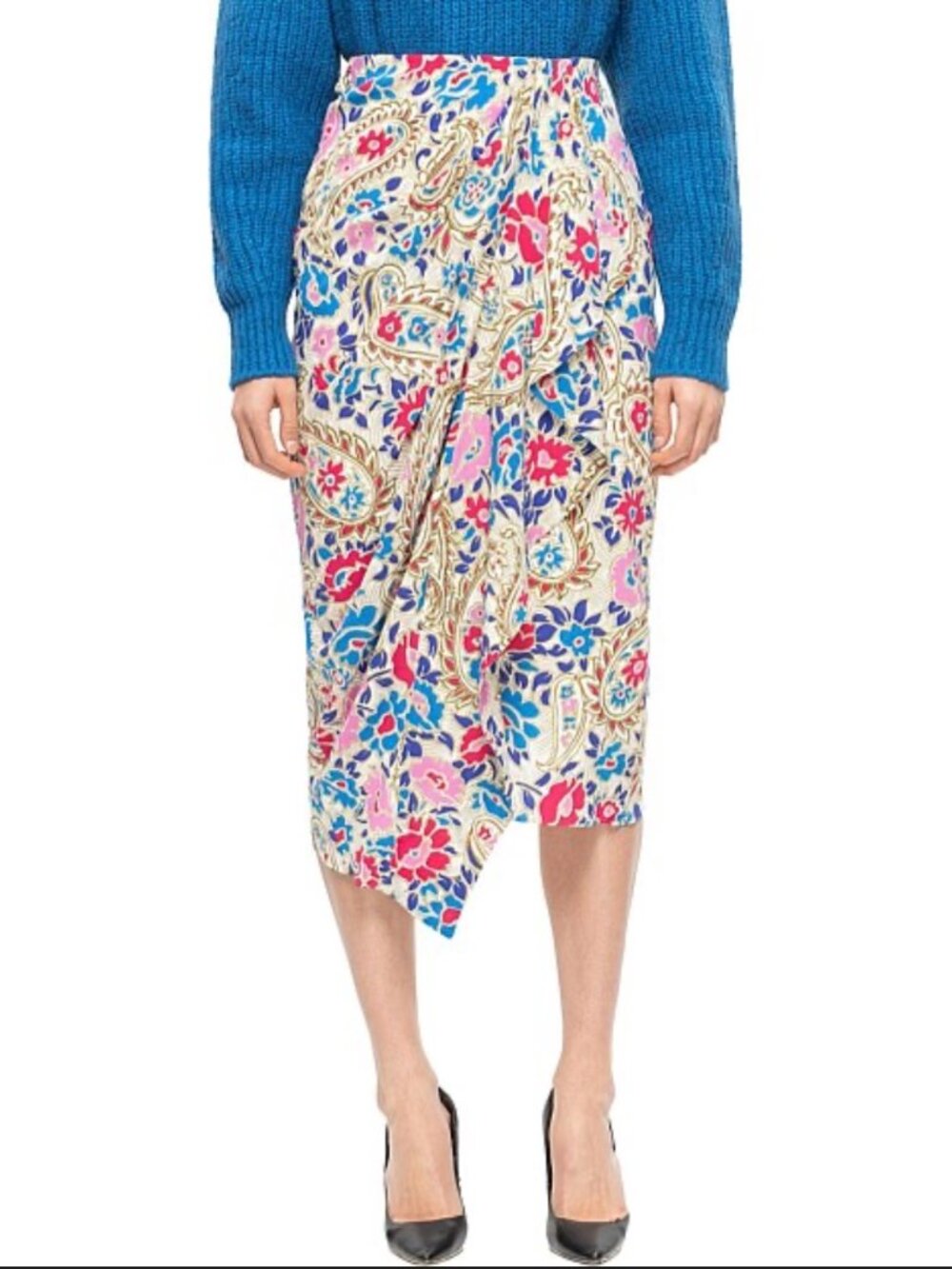 Isabel Marant Breena Floral Paisley Midi Skirt Silk Blend Size 36 FR | 4 US - Picture 3 of 15